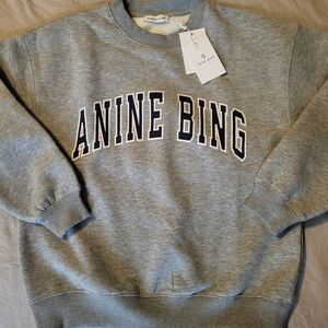 Anine Bing Gray Logo Crewneck Sweater. Size Small